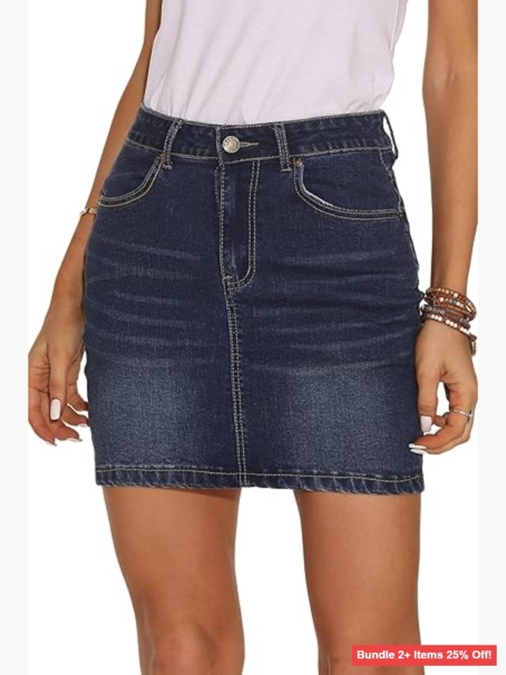 High Waisted Denim Pencil Skirt Stretch Mini S-XXL Women's